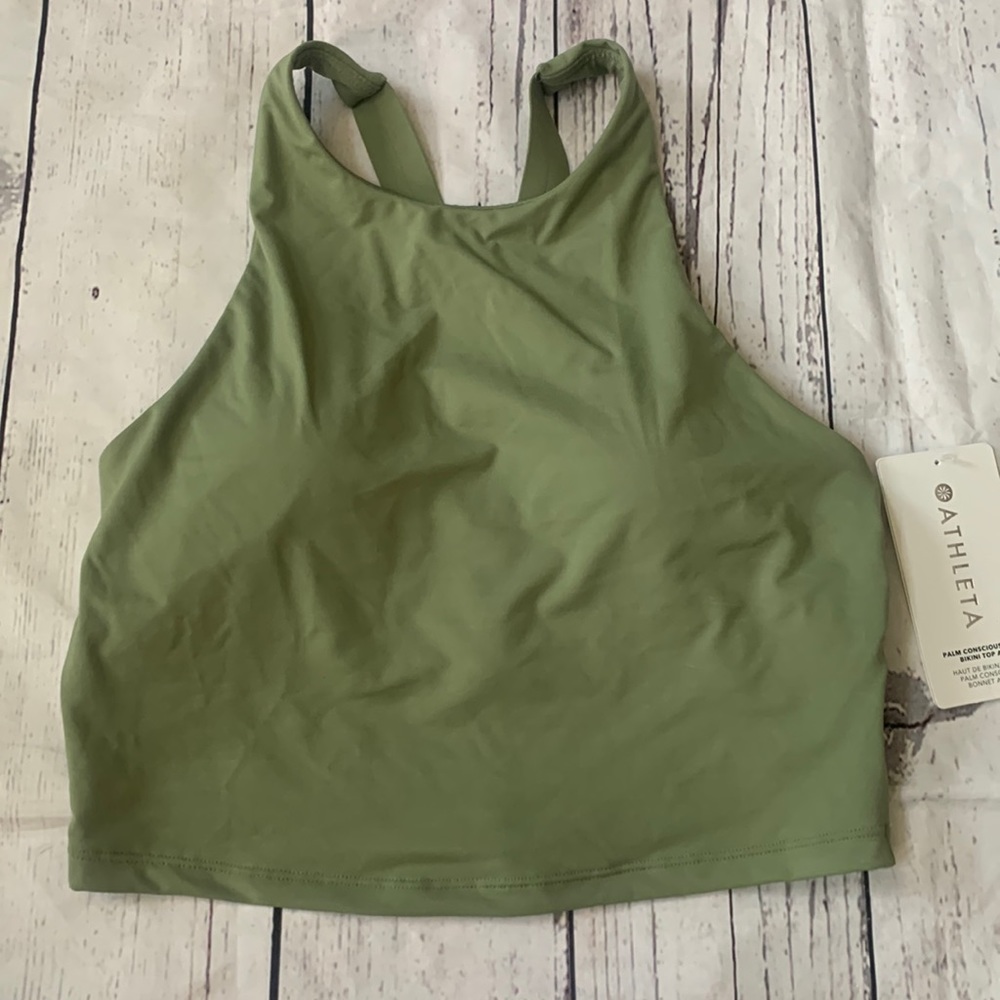 NWT Athleta Green Palm Conscious Crop Bikini Top - Picture 3 of 9